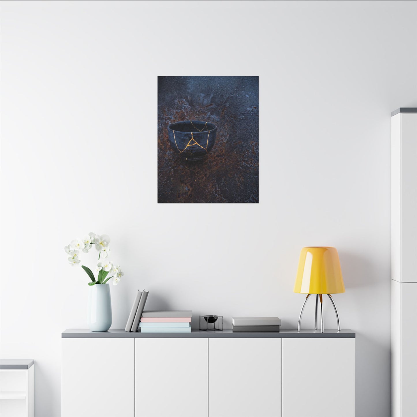 Rust Patina Winter Canvas Art | Kintsugi Healing Design