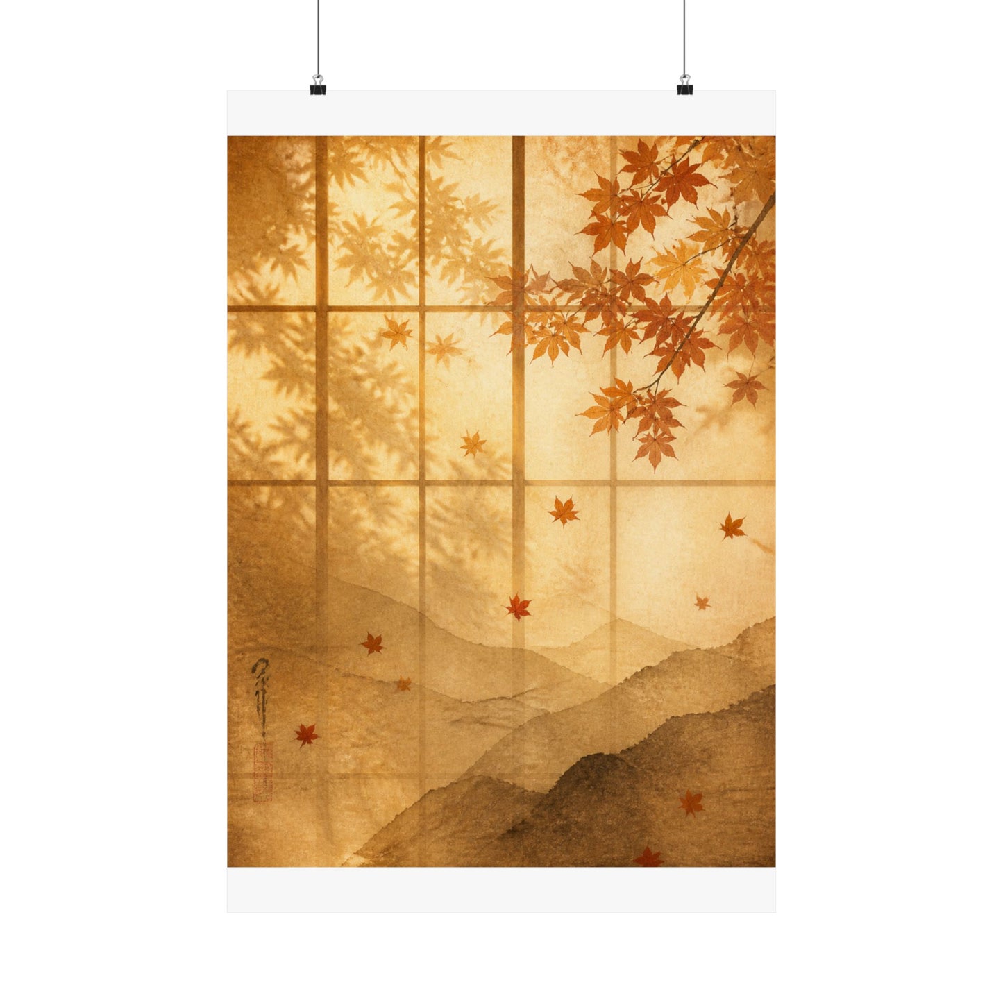 Shoji Screen Wall Art Print | Autumn Japandi Texture Art