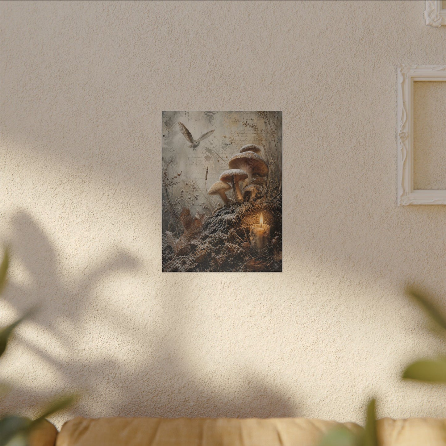 Wild Mushrooms Texture Canvas Art | Elegant Japandi Art