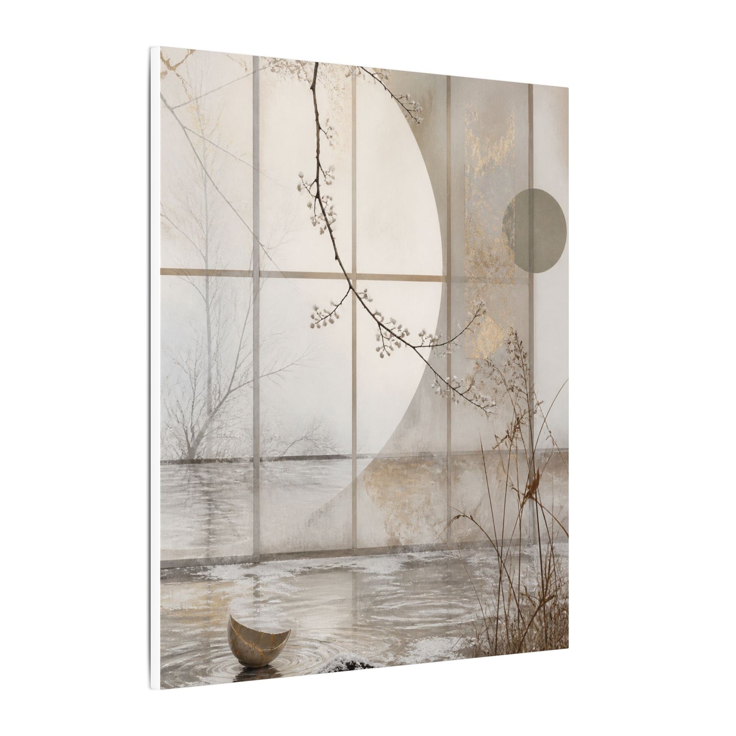 Winter Shoji Screen Japanese Pattern Canvas Art | Elegant Decor