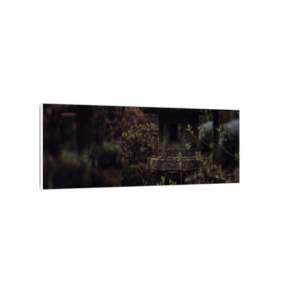 Stone Lantern Spring Canvas Art | Dark Japandi Bold Design