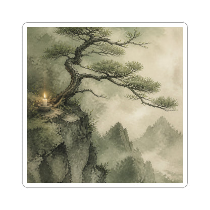 Pine Tree Watercolor Sticker | Neutral Japandi Art