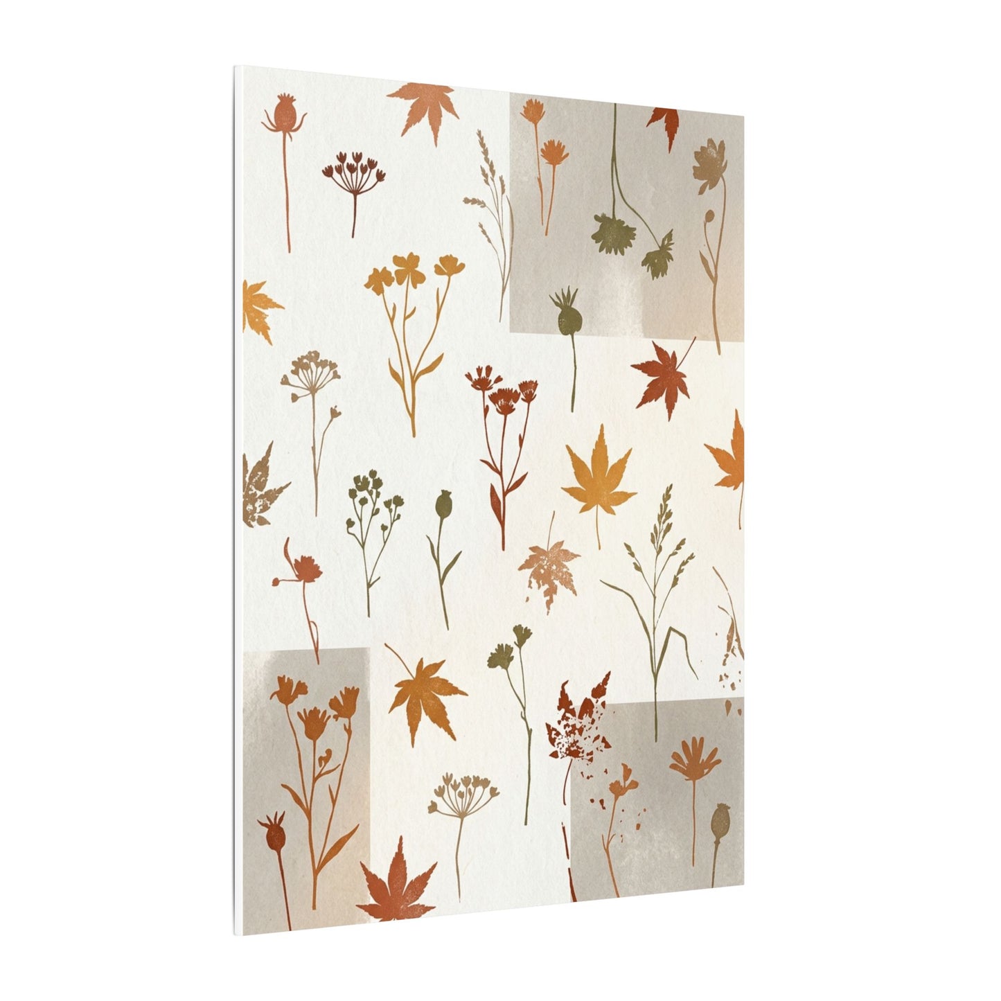 Autumn Dried Flowers Japanese Pattern Canvas Art | Elegant Decor