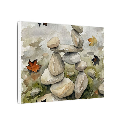 Overcast River Stones Canvas Art - Japandi Fukinsei