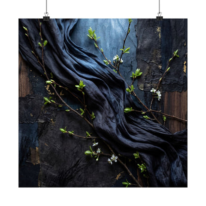 Moonlight Silk Drape Wall Art Print - Dark Japandi Datsuzoku