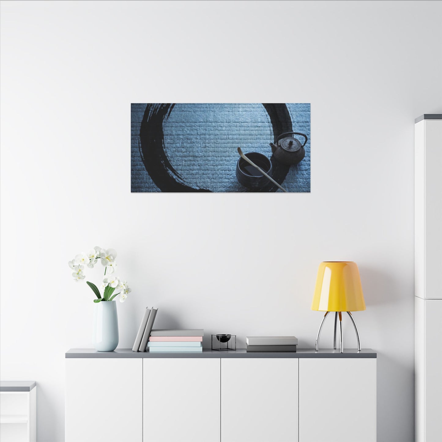 Winter Tea Ceremony Enso Canvas Art | Peaceful Decor