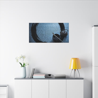 Winter Tea Ceremony Enso Canvas Art | Peaceful Decor