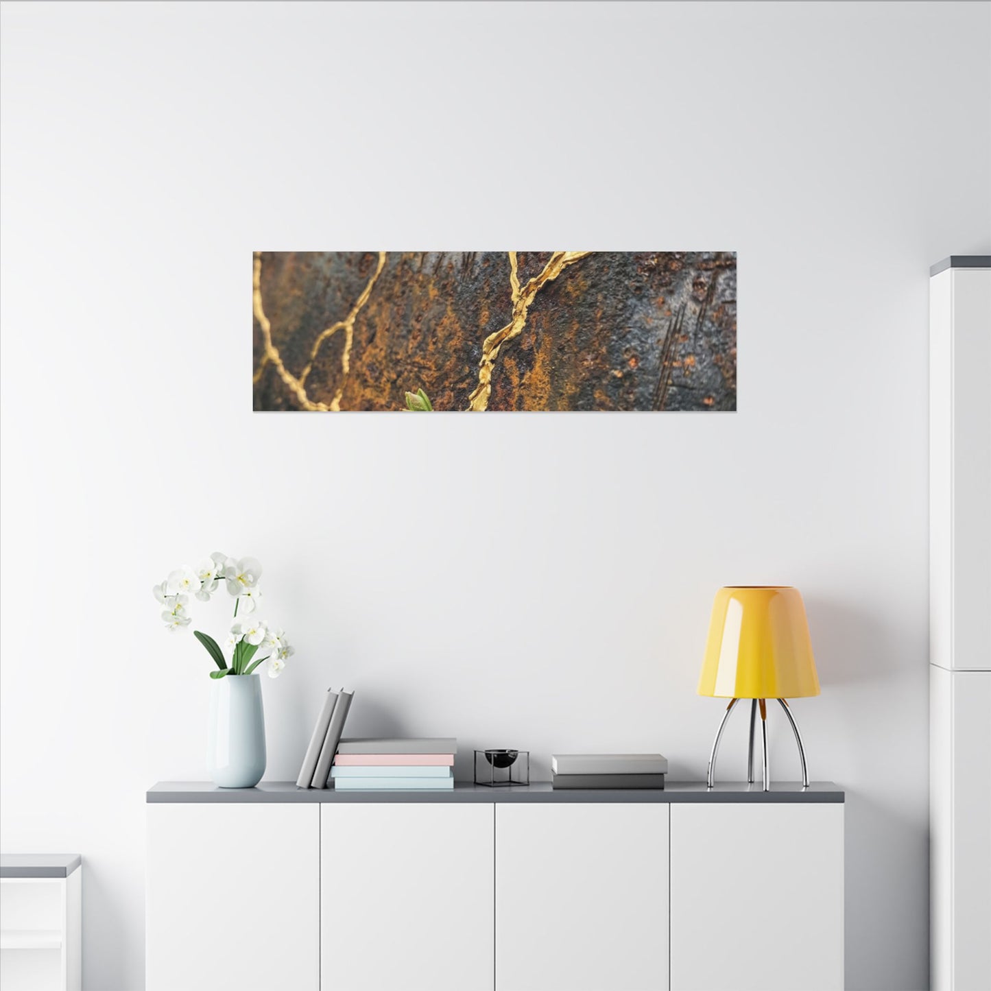 Mono No Aware Rust Patina Canvas Art - Kintsugi Gold Repair