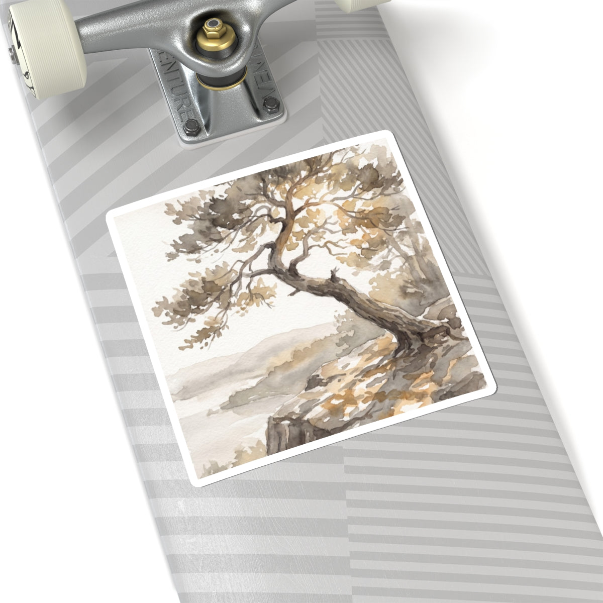 Neutral Pine Tree Sticker - Watercolor Japandi Art Print