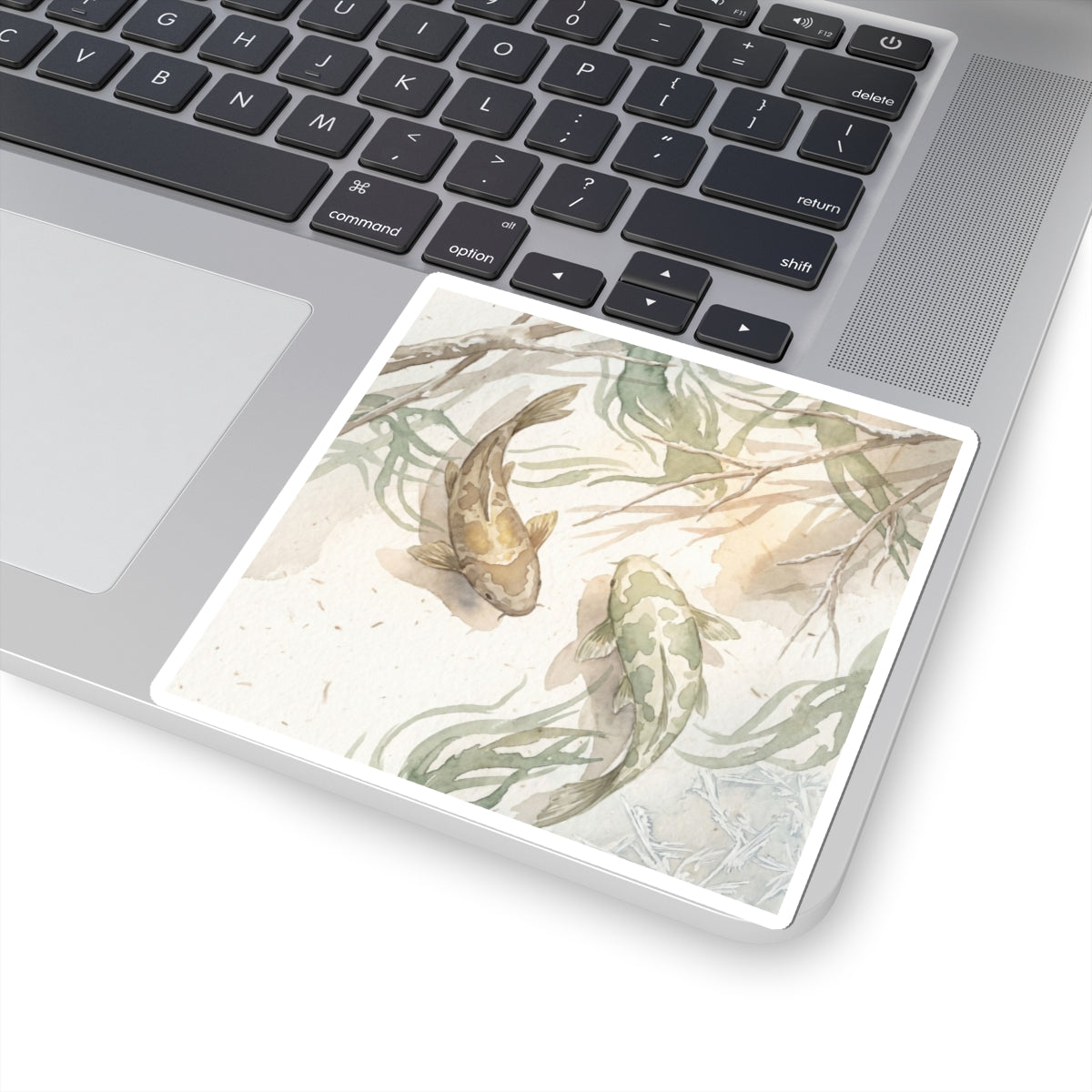 Winter Koi Pond Watercolor Sticker | Neutral Decor Art Print