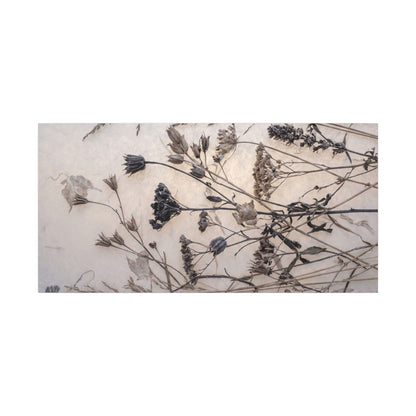 Elegant Dried Flowers Canvas Art - Japanese Pattern Japandi