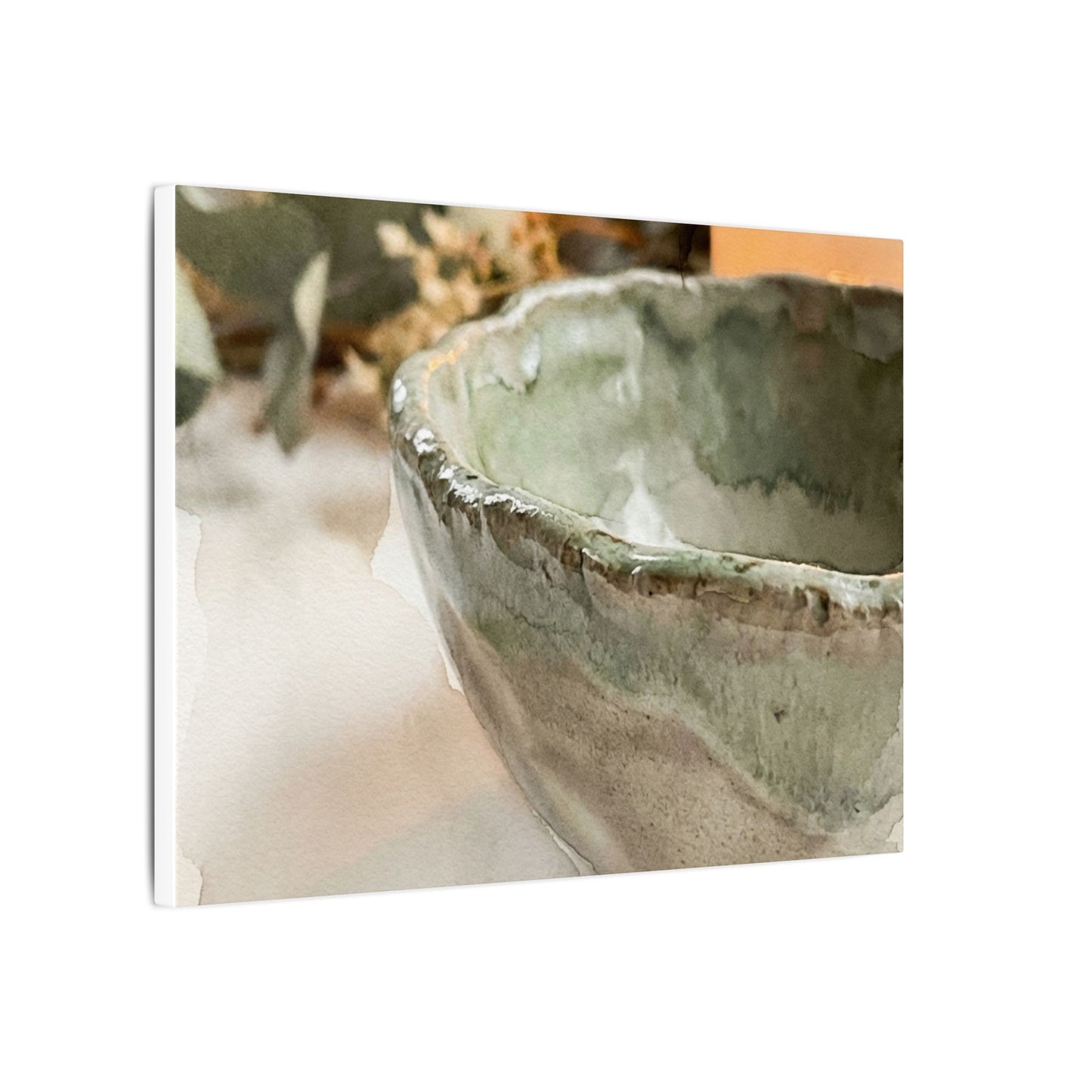 Ceramic Bowl Canvas Art | Summer Japandi Watercolor Art