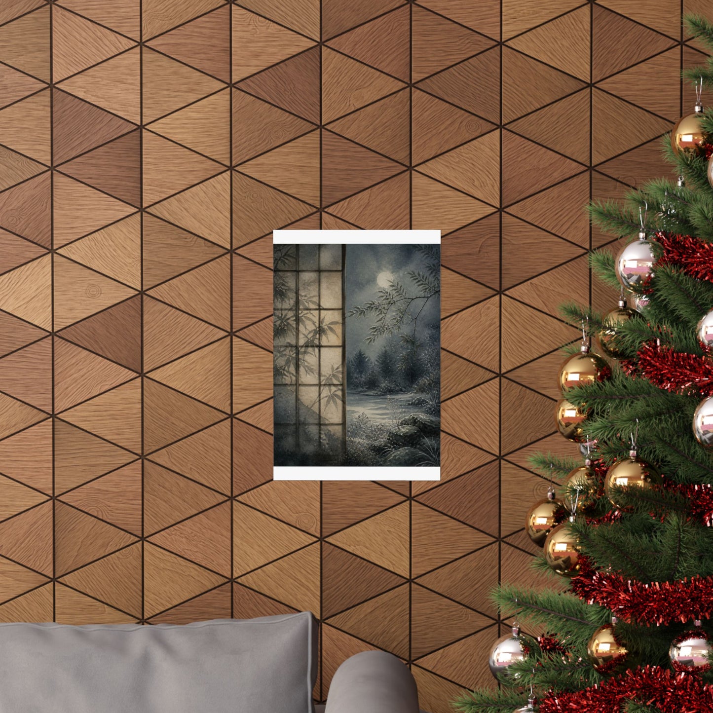 Winter Shoji Screen Watercolor Wall Art Print | Elegant Decor
