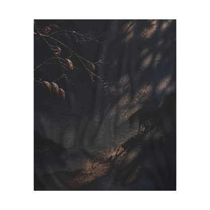 Atmospheric Silk Drape Canvas Art - Charcoal Ink Dark Japandi