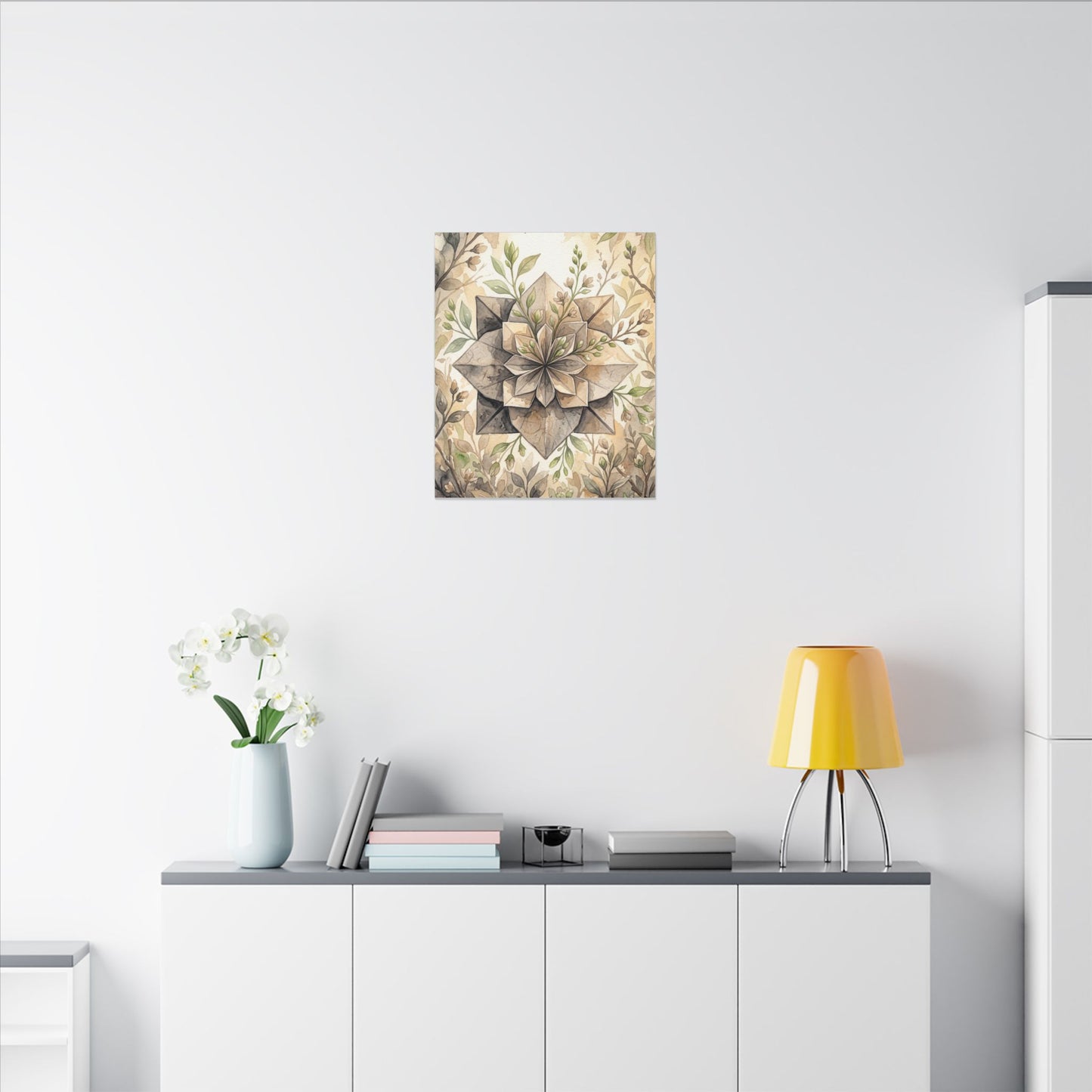 Warm Paper Fold Canvas Art - Watercolor Japandi