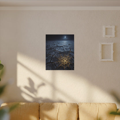Moonlight Cracked Earth Canvas Art - Kintsugi Mono No Aware