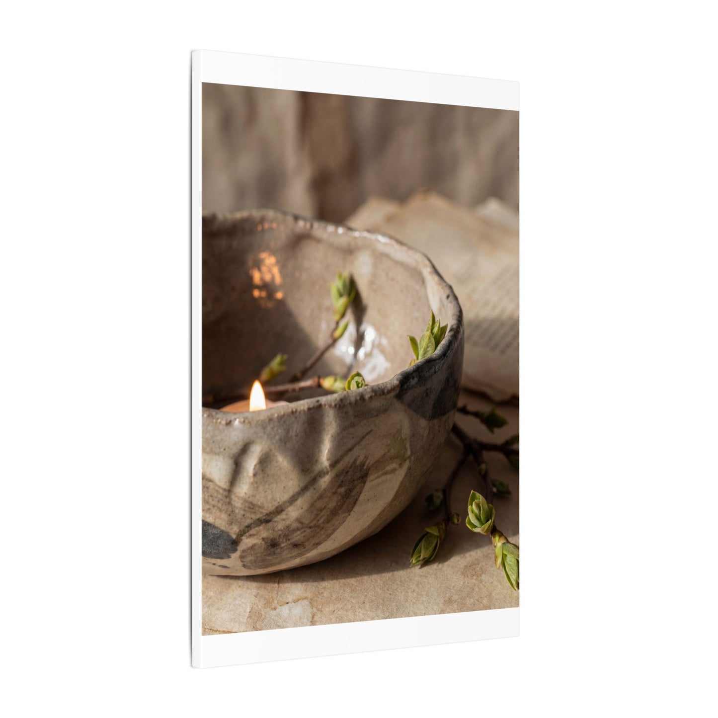 Candlelight Ceramic Bowl Canvas Art - Japandi Ma