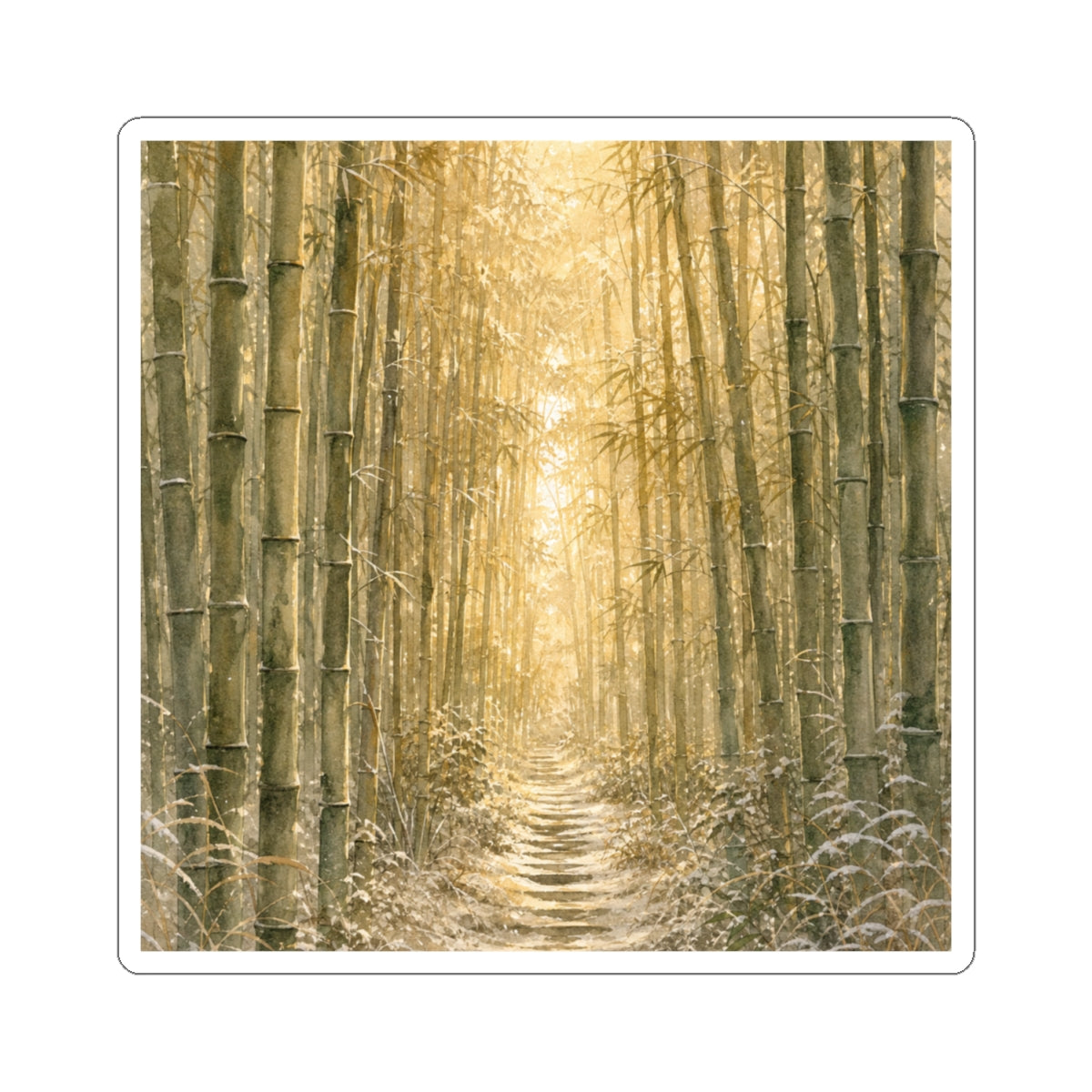 Golden Hour Bamboo Grove Sticker - Japandi Shibui