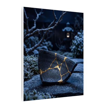 Moonlit Garden Winter Canvas Art | Kintsugi Artful Design