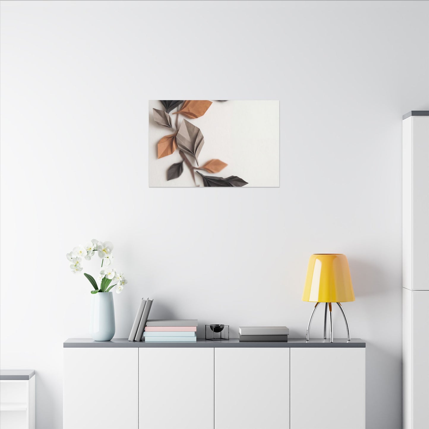 Paper Fold Autumn Canvas Art | Japandi Earthy Design