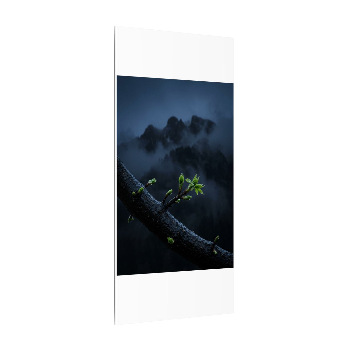 Moonlight Mountain Mist Canvas Art - Dark Japandi Kanso
