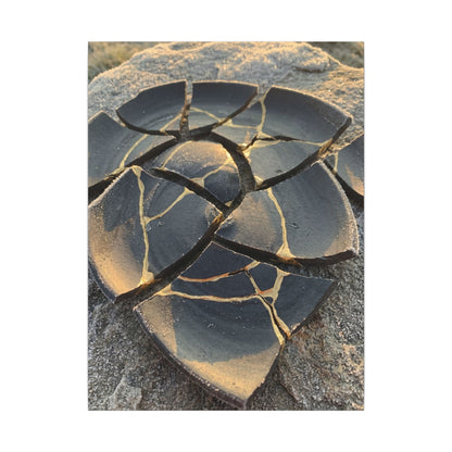 Broken Pottery Winter Canvas Art | Kintsugi Resilient Design