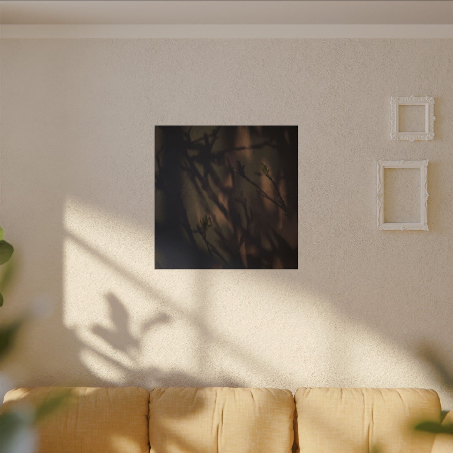 Candlelight Shadow Play Canvas Art - Dark Japandi Shibui