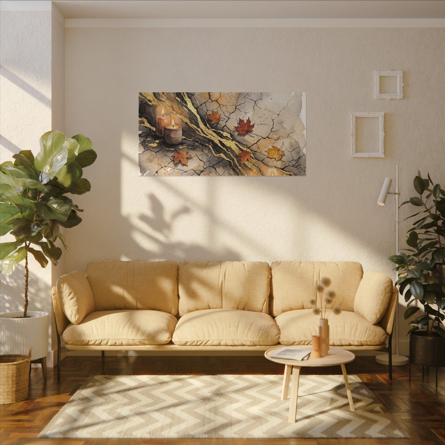 Cracked Earth Autumn Canvas Art | Japandi Warm Design