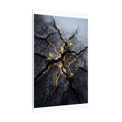 Ma Cracked Earth Canvas Art - Dark Japandi Charcoal Ink