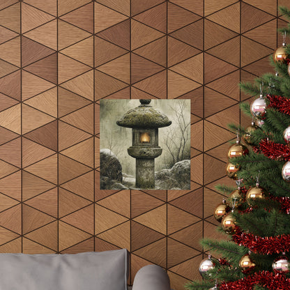 Cozy Stone Lantern Wall Art Print - Texture Japandi