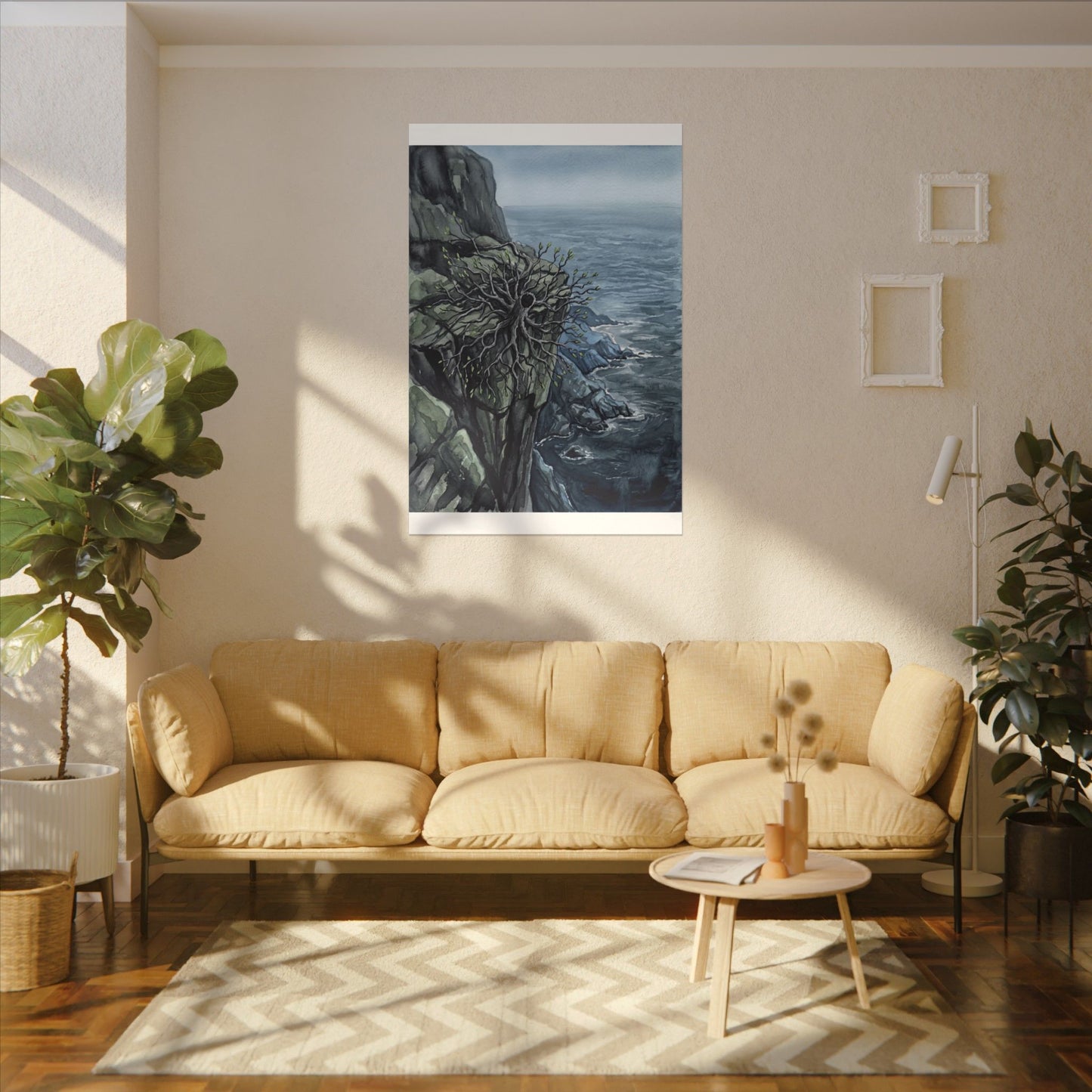 Pine Tree Spring Canvas Art | Japandi Neutral Design
