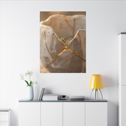 Golden Hour Broken Pottery Canvas Art - Japandi Kanso