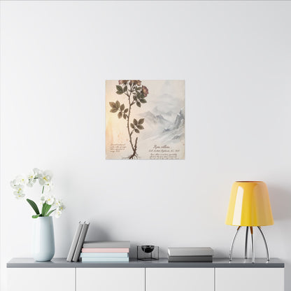 Winter Mountain Mist Herbarium Canvas Art | Earthy Decor