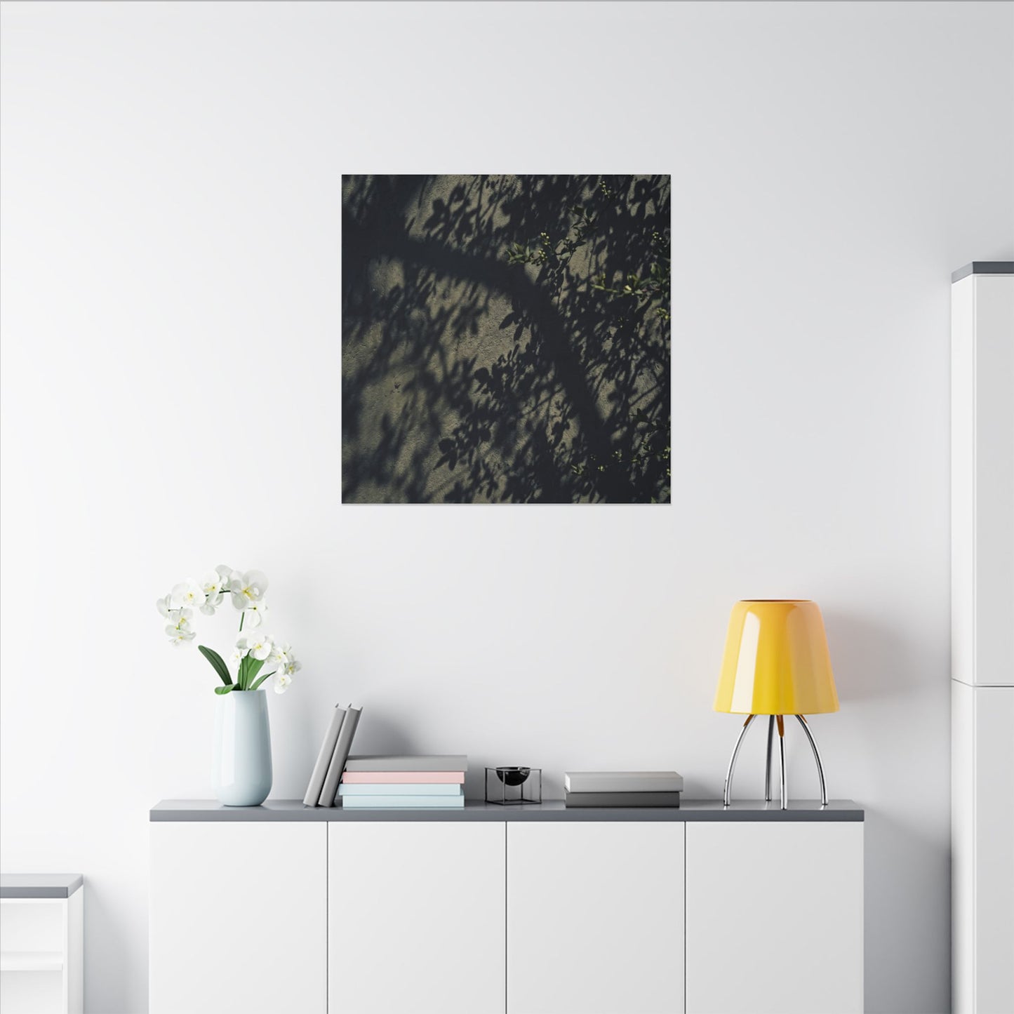 Atmospheric Shadow Play Canvas Art - Moody Minimal Dark Japandi