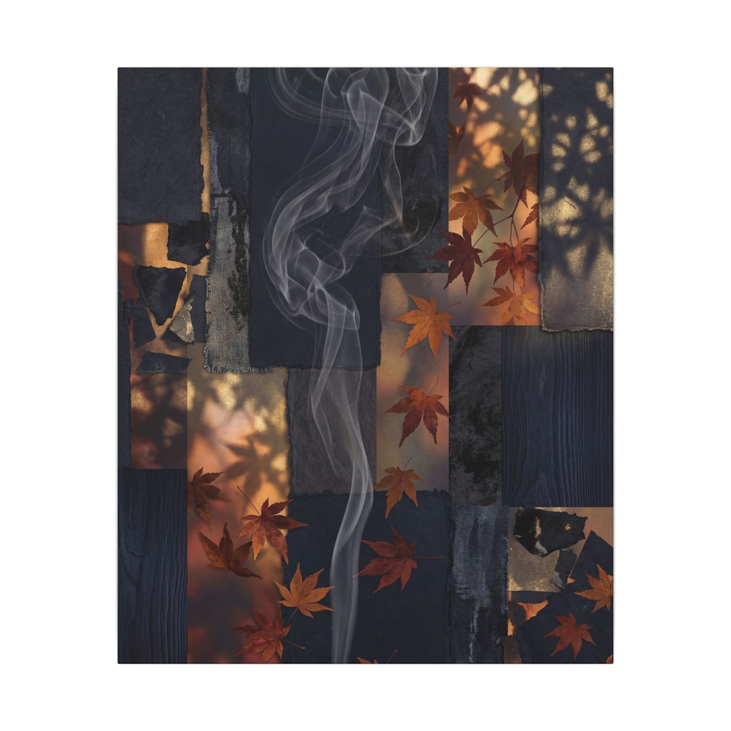 Luxurious Incense Smoke Canvas Art - Dark Texture Dark Japandi