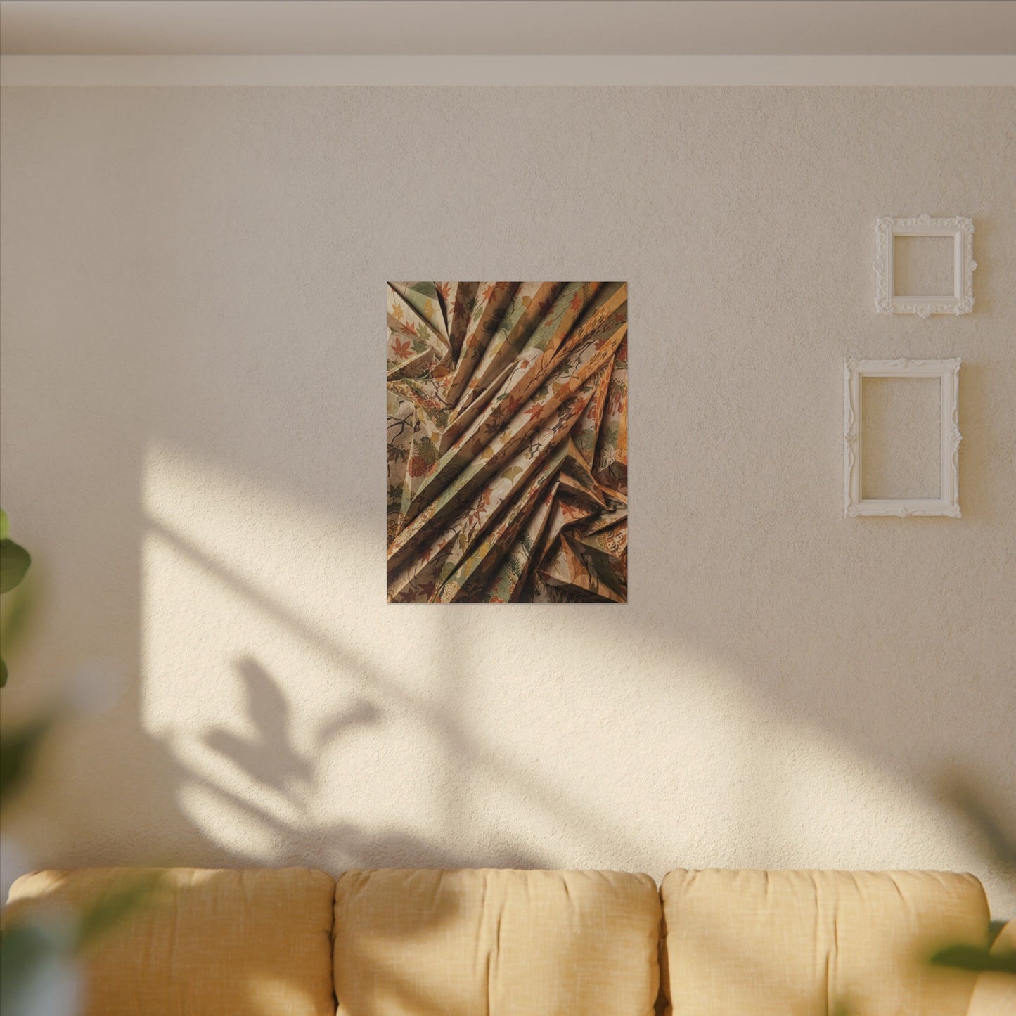 Paper Fold Autumn Canvas Art | Japandi Earthy Design