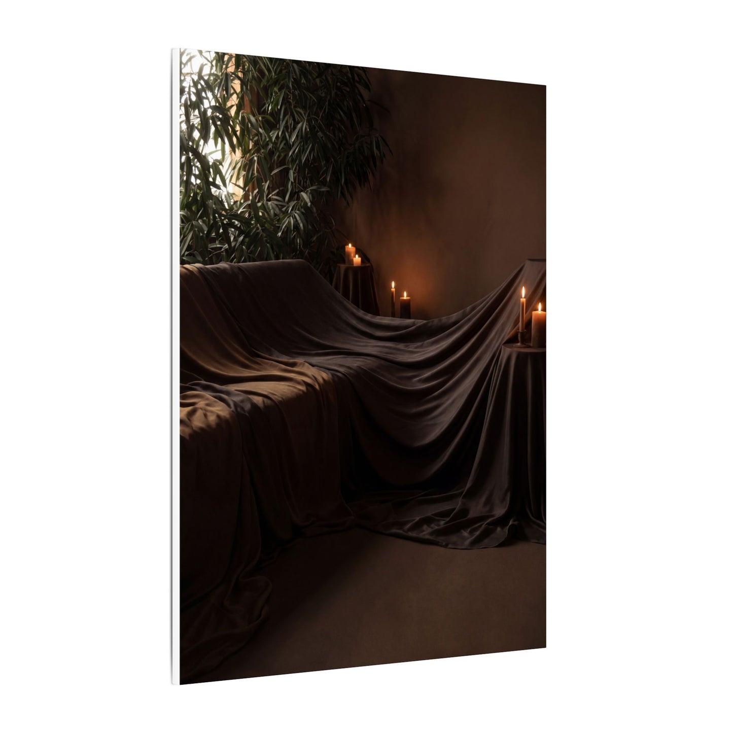 Candlelight Silk Drape Canvas Art - Dark Japandi Ma