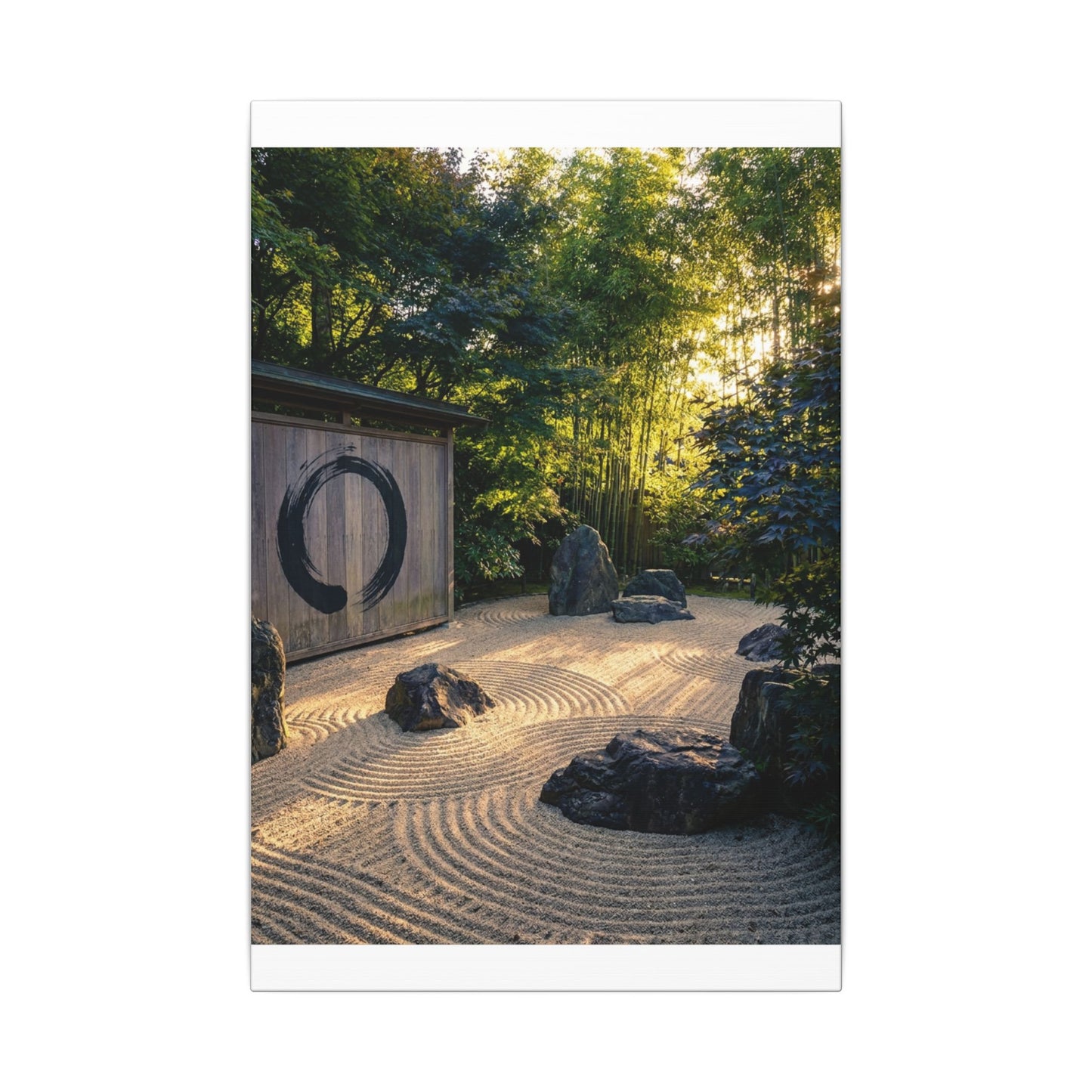 Rock Garden Enso Canvas Art | Tranquil Zen Art