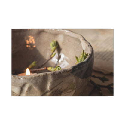 Candlelight Ceramic Bowl Canvas Art - Japandi Ma