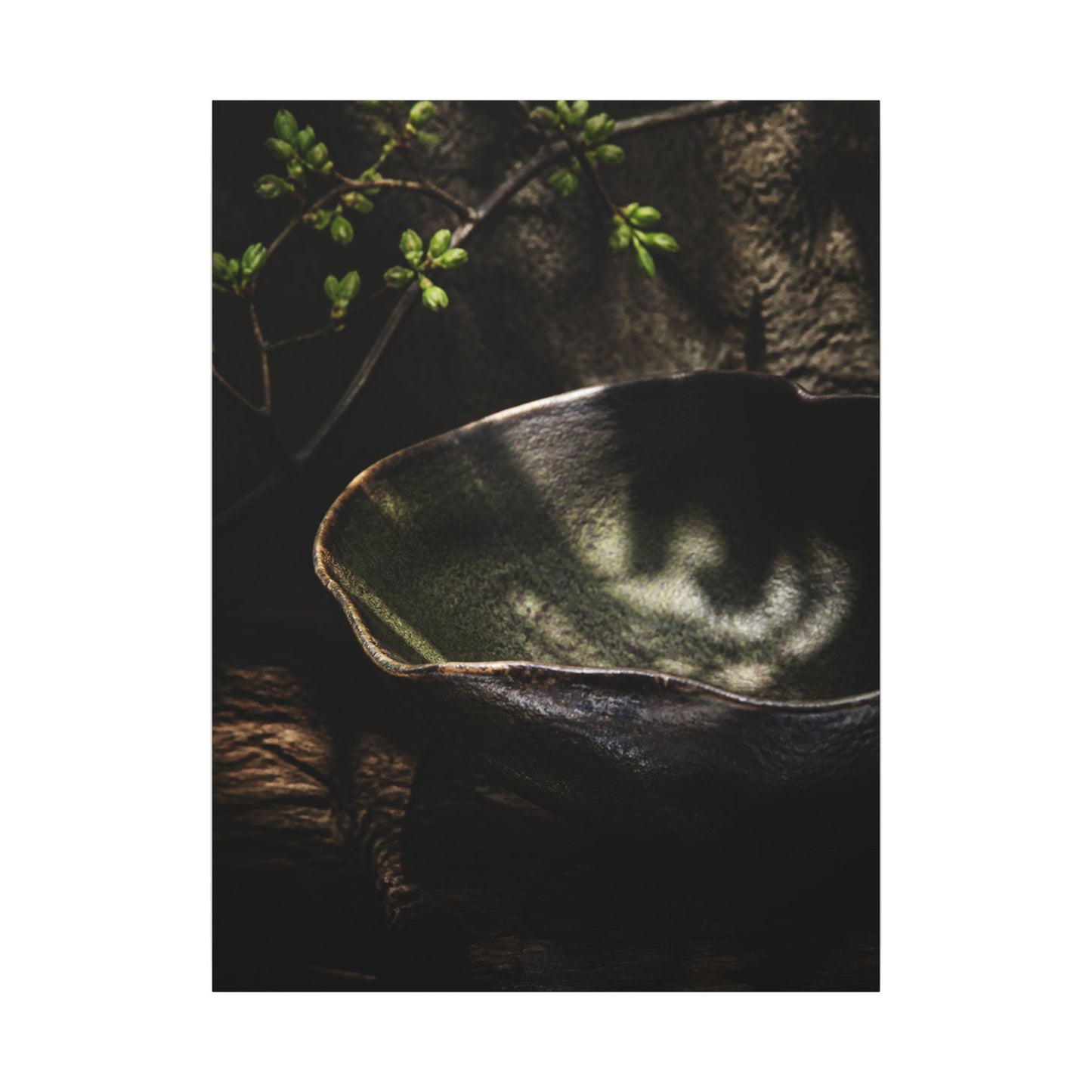Sophisticated Ceramic Bowl Canvas Art - Dark Texture Dark Japandi