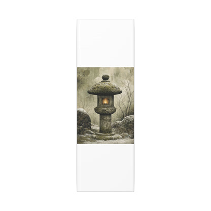 Stone Lantern Winter Canvas Art | Japandi Neutral Design