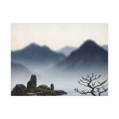 Mountain Mist Karesansui Canvas Art | Contemplative Zen Art Art Print