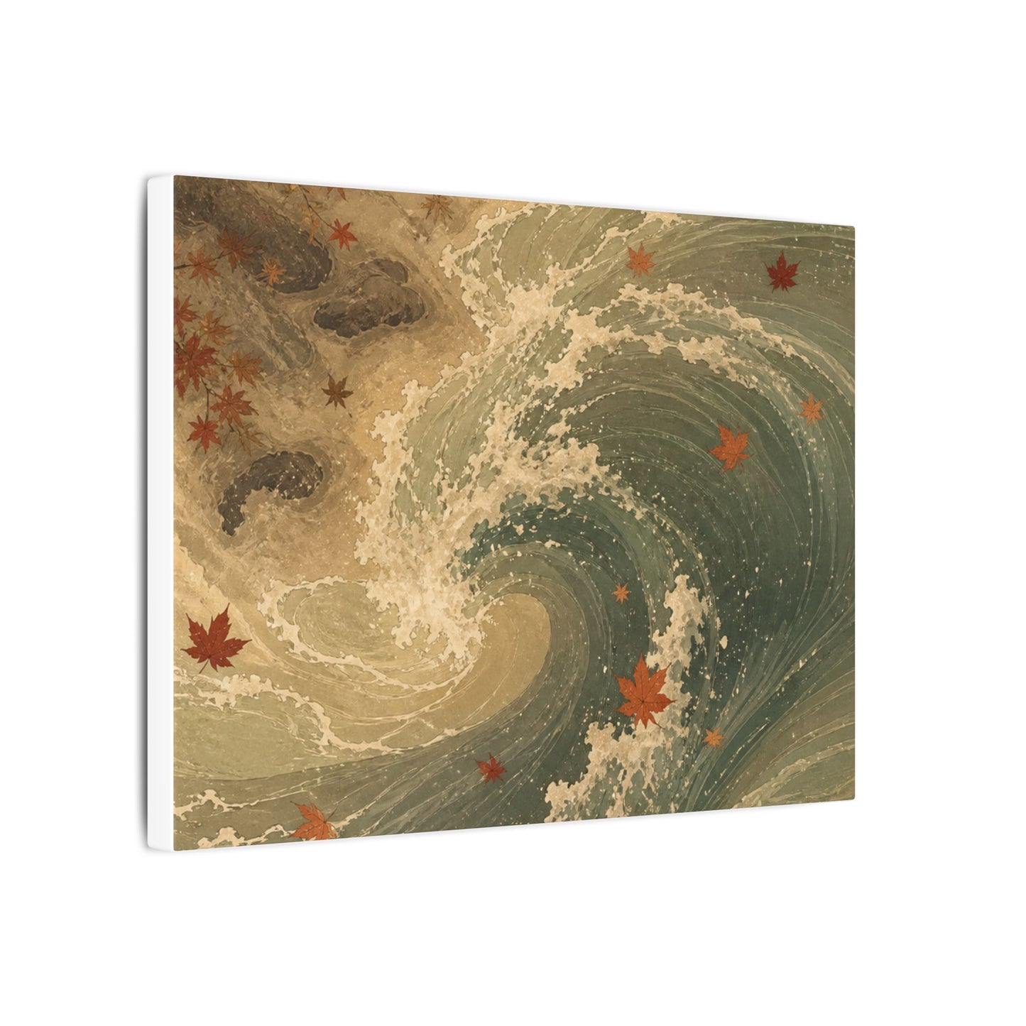 Japandi Ocean Wave in Candlelight | Japanese Pattern Canvas Art