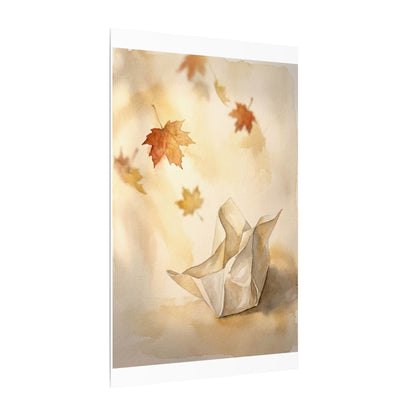 Japandi Paper Fold in Golden Hour | Watercolor Canvas Art