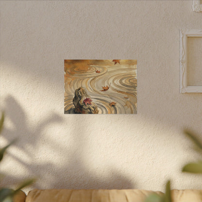 Autumn Rock Garden Watercolor Canvas Art | Neutral Decor