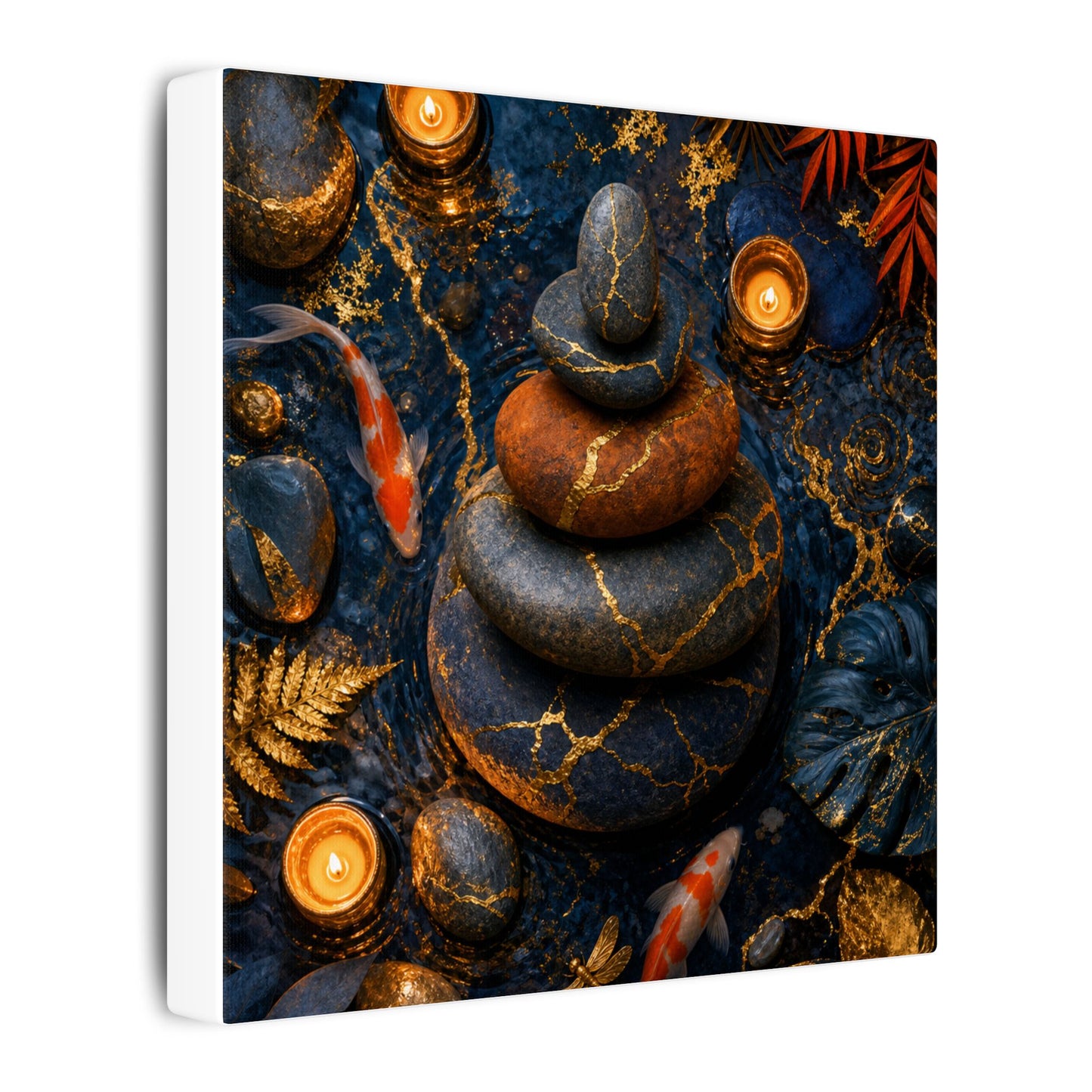 Summer River Stones Gold Vein Canvas Art | Resilient Decor