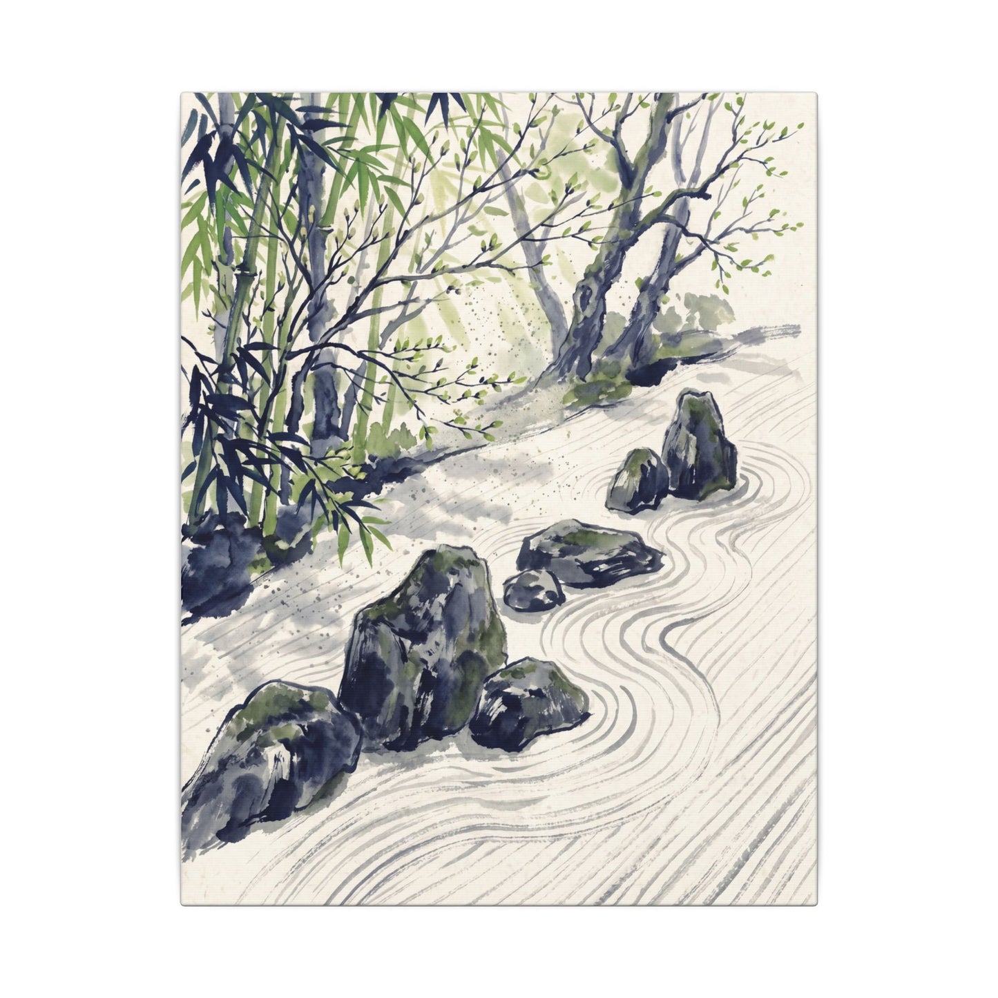 Dappled Rock Garden Canvas Art - Zen Mono No Aware