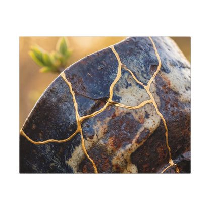 Fukinsei Rust Patina Canvas Art - Kintsugi Gold Repair