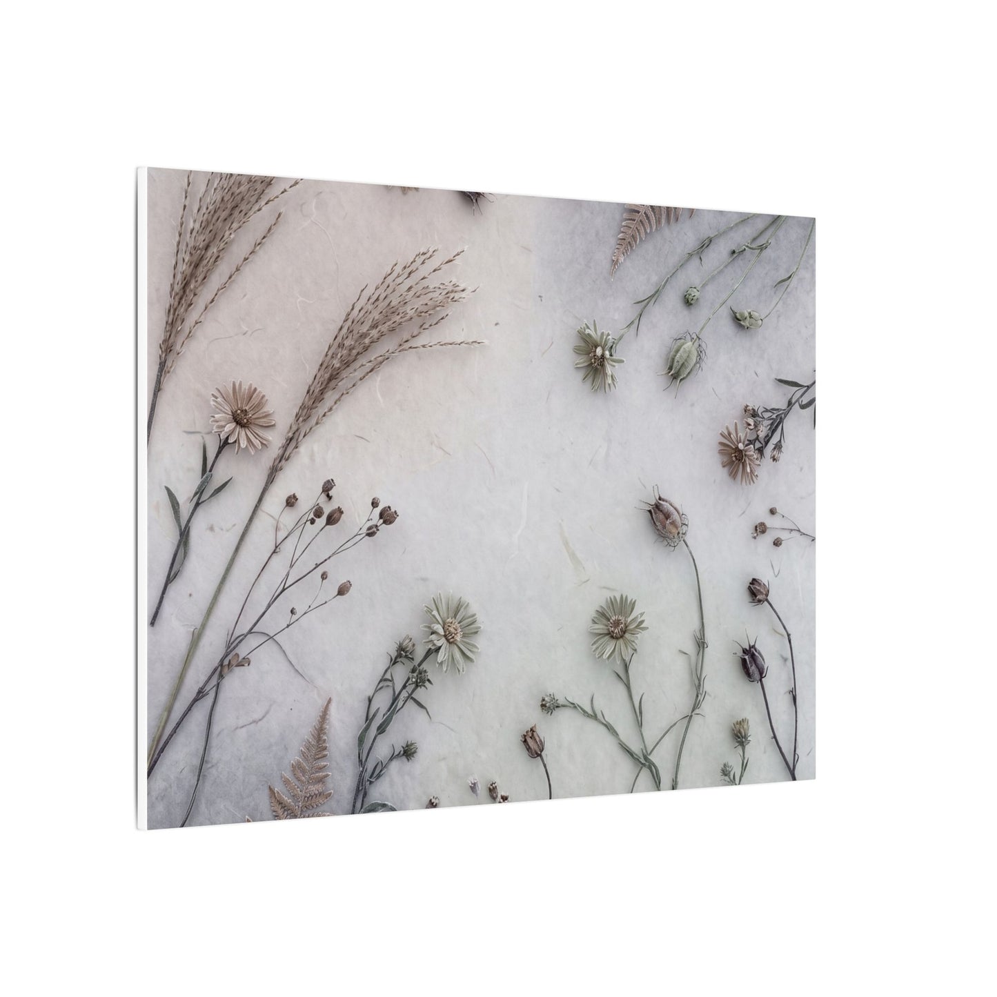 Dried Flowers Japanese Pattern Canvas Art | Elegant Japandi Art