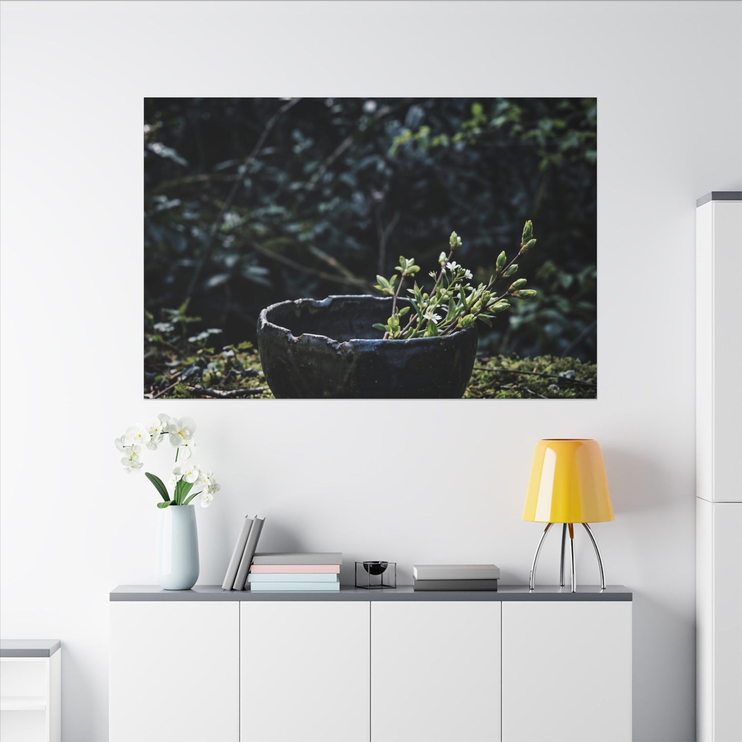 Dappled Ceramic Bowl Canvas Art - Dark Japandi Datsuzoku